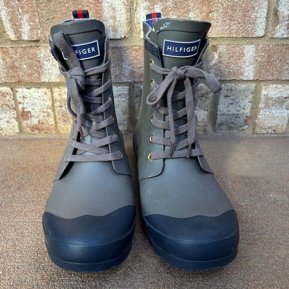 Tommy Hilfiger Women's Renegade High Top Rubber Storm Rain Boots 9 Fishermacore - Picture 2 of 5